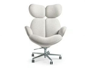 PULP - Fabric armchair with castors with 5-spoke base with armrests _ Roche Bobois